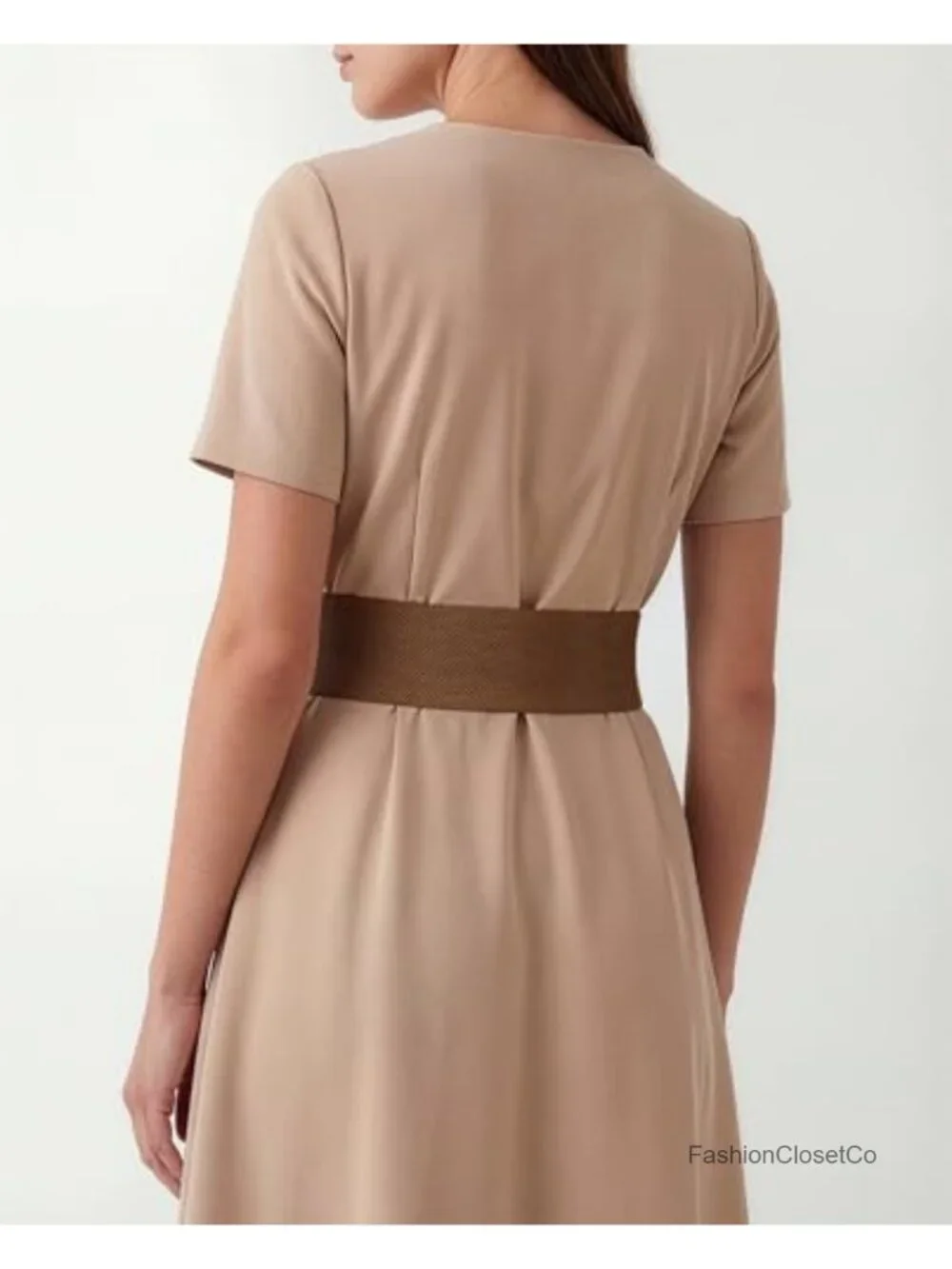 Elastic Waist Belt with Faux Leather Panels